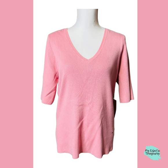 Worthington Pink V-Neck Ribbed Sweater - Picture 1 of 12